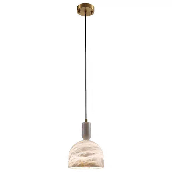 Modern Brass Pendant Light with Natural Alabaster Shades