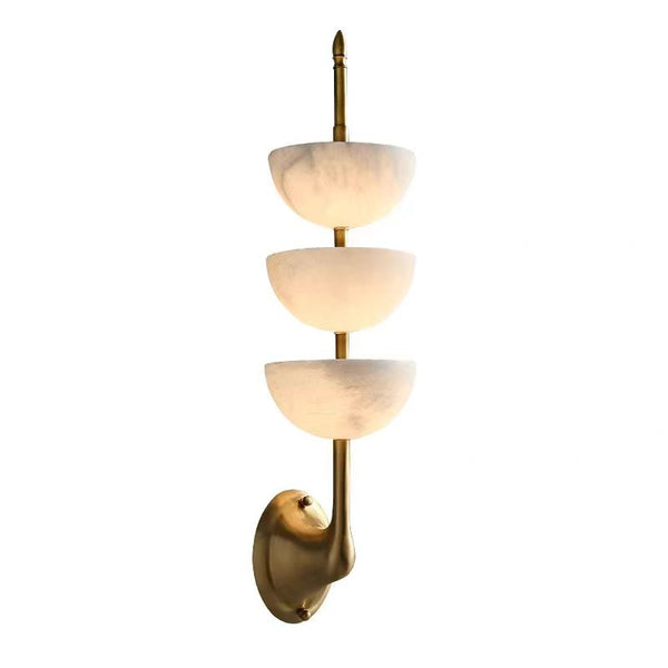 Modern Brass Wall Sconce with Natural Spanish Alabaster Shade