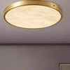 Modern Chinese Brass Flush Mount Ceiling Light with Natural Alabaster Shade