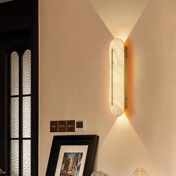 Solid Brass Marble Wall Lamp – Mid-Century Minimalist Cream Style