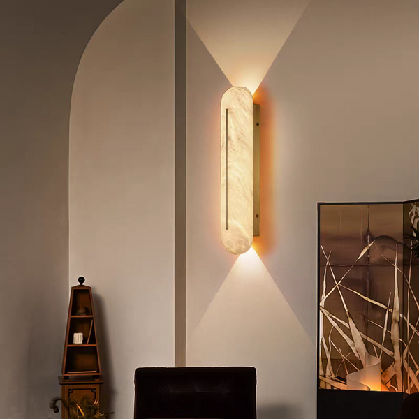 Solid Brass Marble Wall Lamp – Mid-Century Minimalist Cream Style