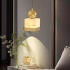 Touch Control Brass Pendant Light with Natural Alabaster Shade