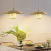 Adjustable Brass Pendant Light with Natural Alabaster Shade