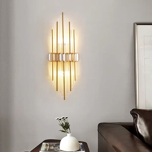 Luxury Brass Crystal Wall Sconce for Bedroom and Living Room