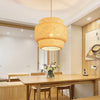 A Simple Bamboo Pendant Lamp In The Style Of A Farmhouse Made Of Bamboo And Rattan
