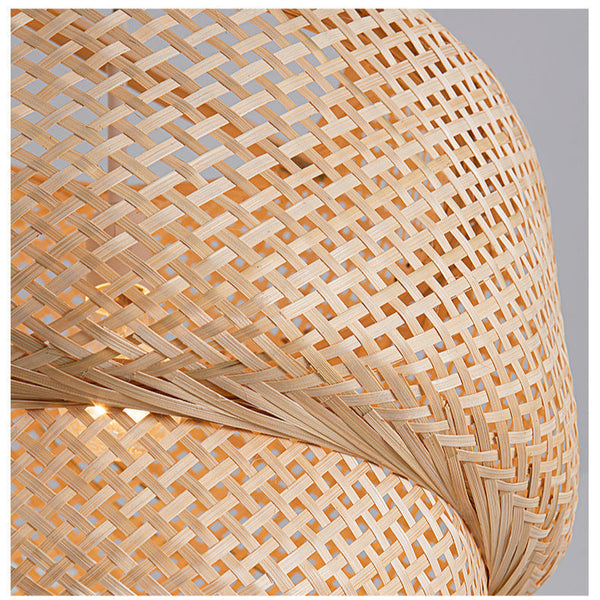 A Simple Bamboo Pendant Lamp In The Style Of A Farmhouse Made Of Bamboo And Rattan