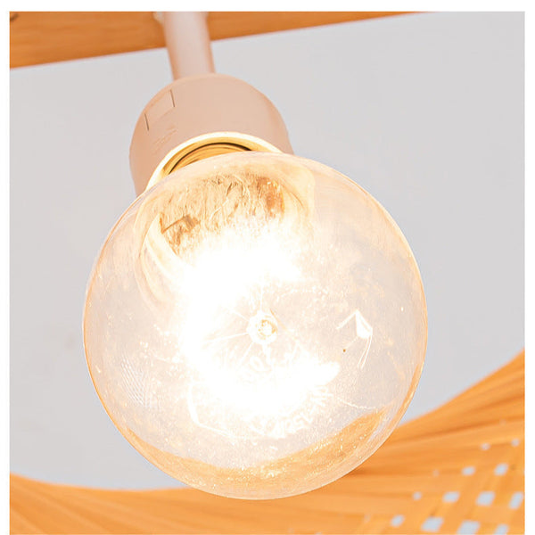 A Simple Bamboo Pendant Lamp In The Style Of A Farmhouse Made Of Bamboo And Rattan