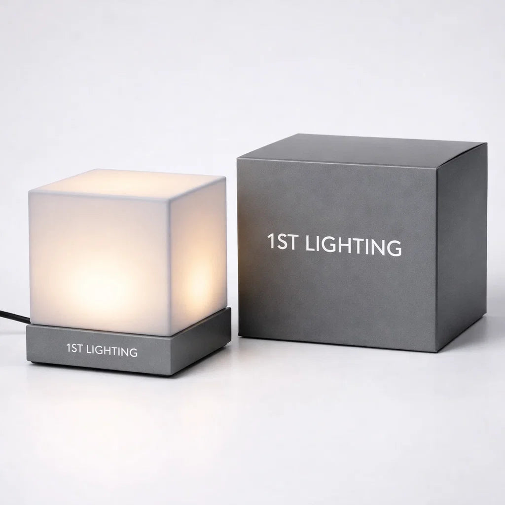 1ST LIGHTING Modern Cube USB Table Lamp –Grey